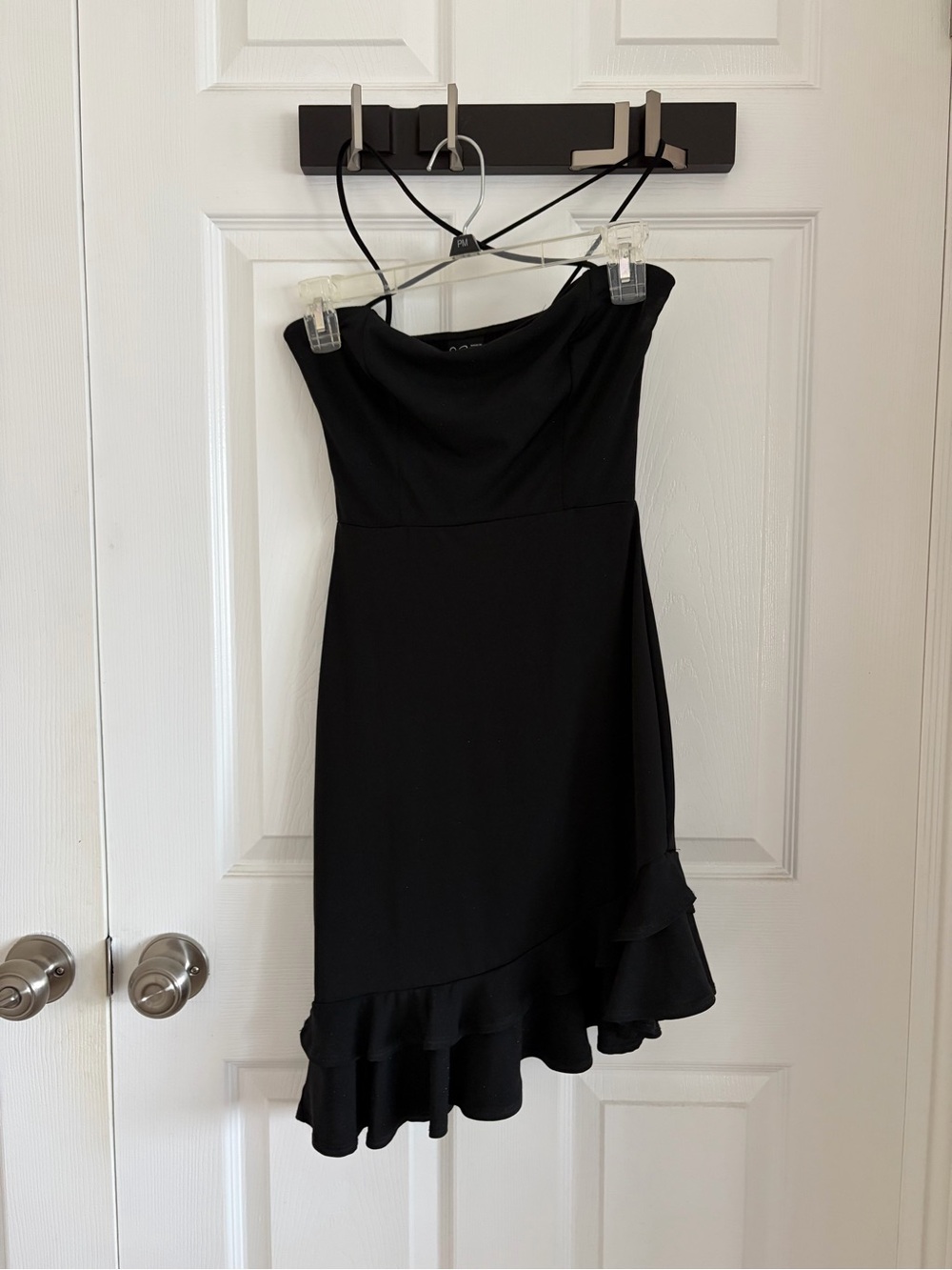 Windsor Crossed Back Black Ruffle Hem Dress Formal